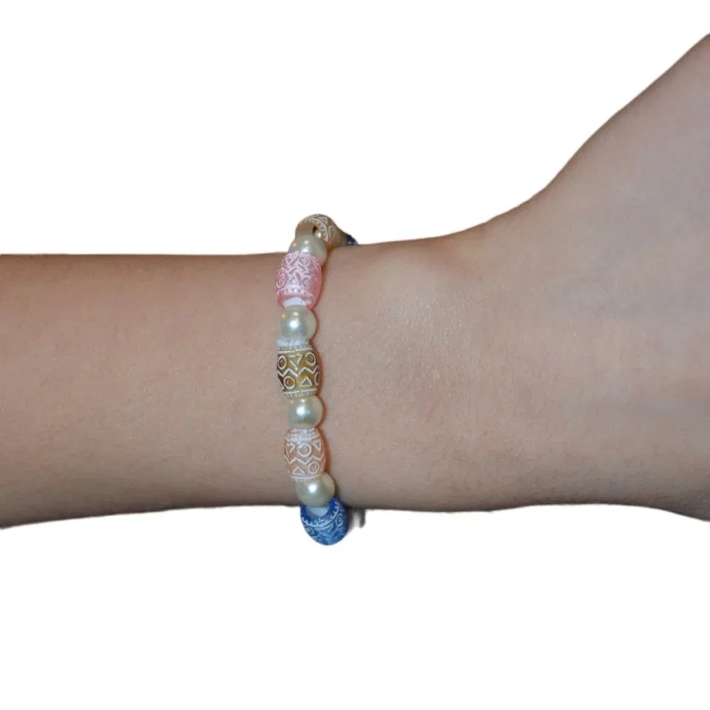 Handmade Barrel beads Elastic Bracelet